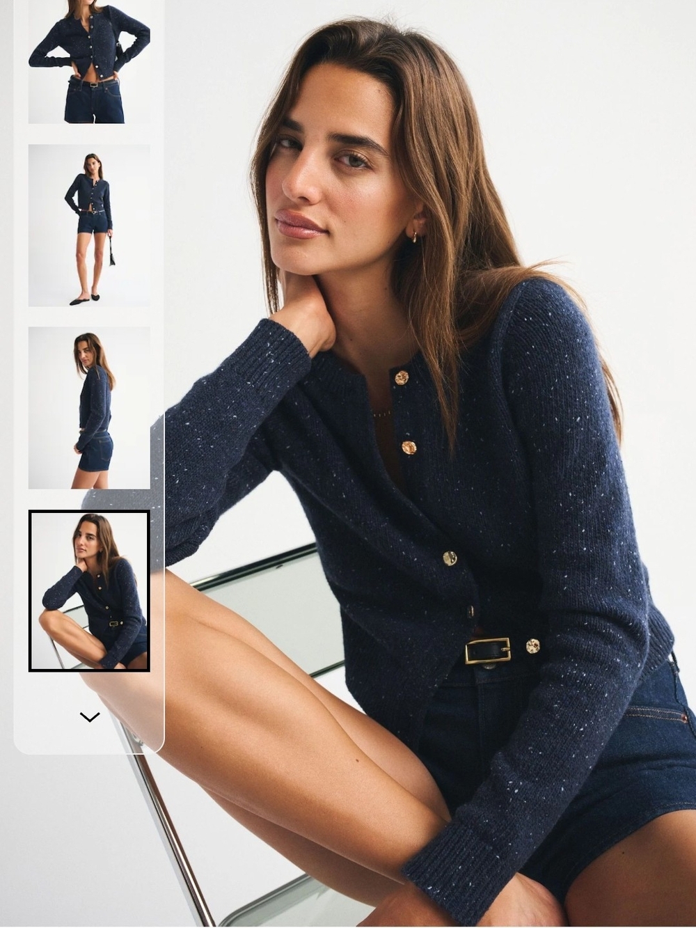NWT Abercrombie & Fitch Navy Speckled Knit Cardigan - Picture 4 of 6